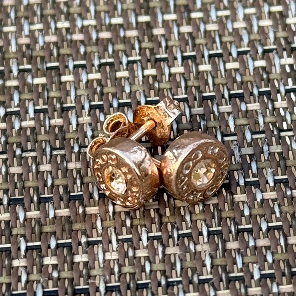 Coach Rose Gold Stud Earrings with Pavé Stones - Picture 4 of 4